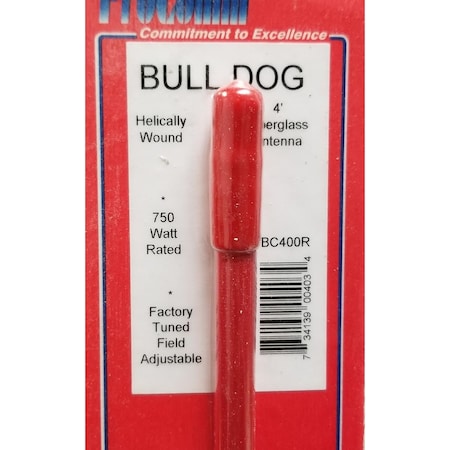 Procomm 4 ft. 0.37 x 24 in. Thread Fiberglass Antenna, Red JBC400-R